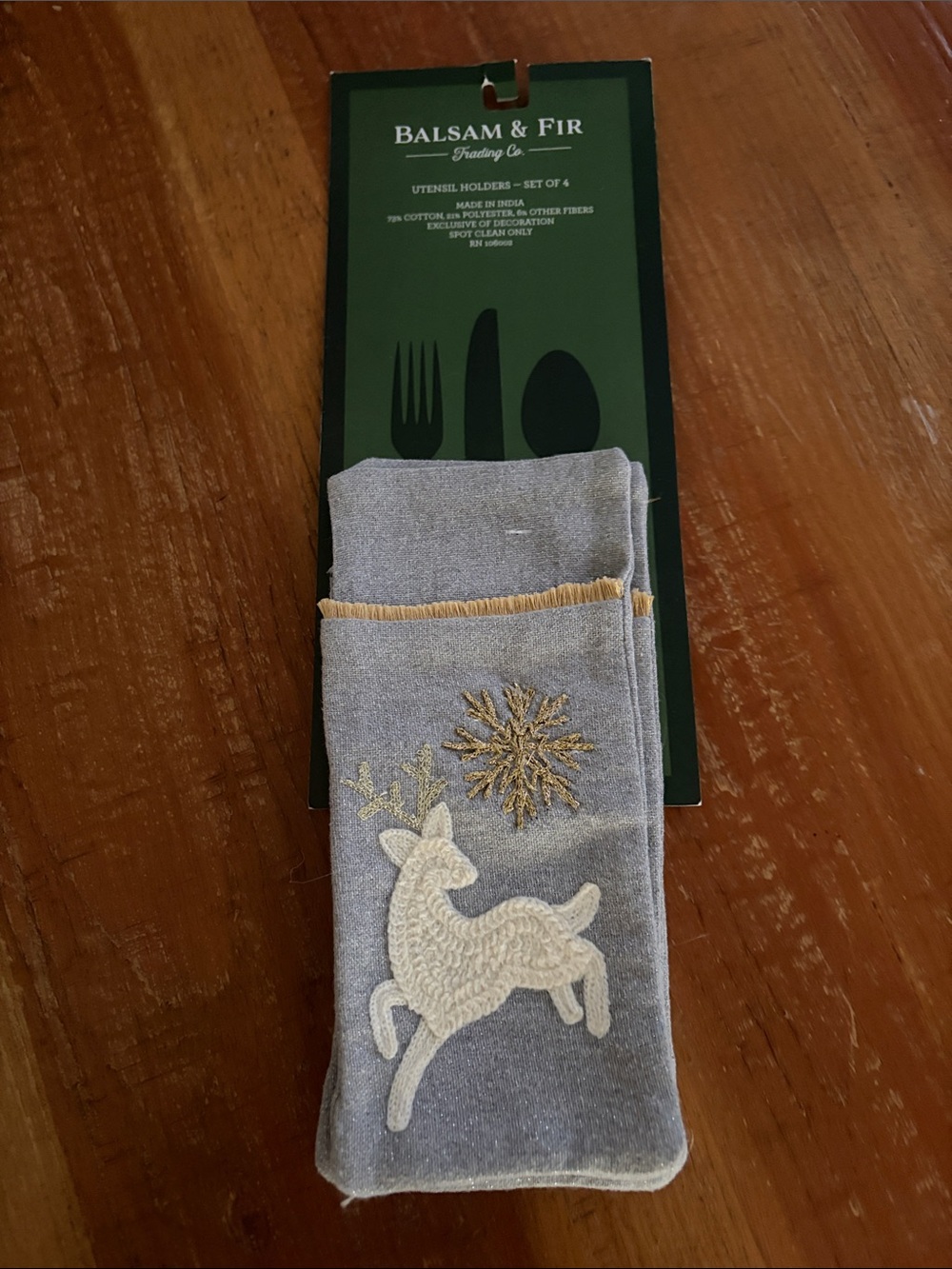Balsam & Fir Set of 4 Utensil Holders Christmas Deer Snowflake